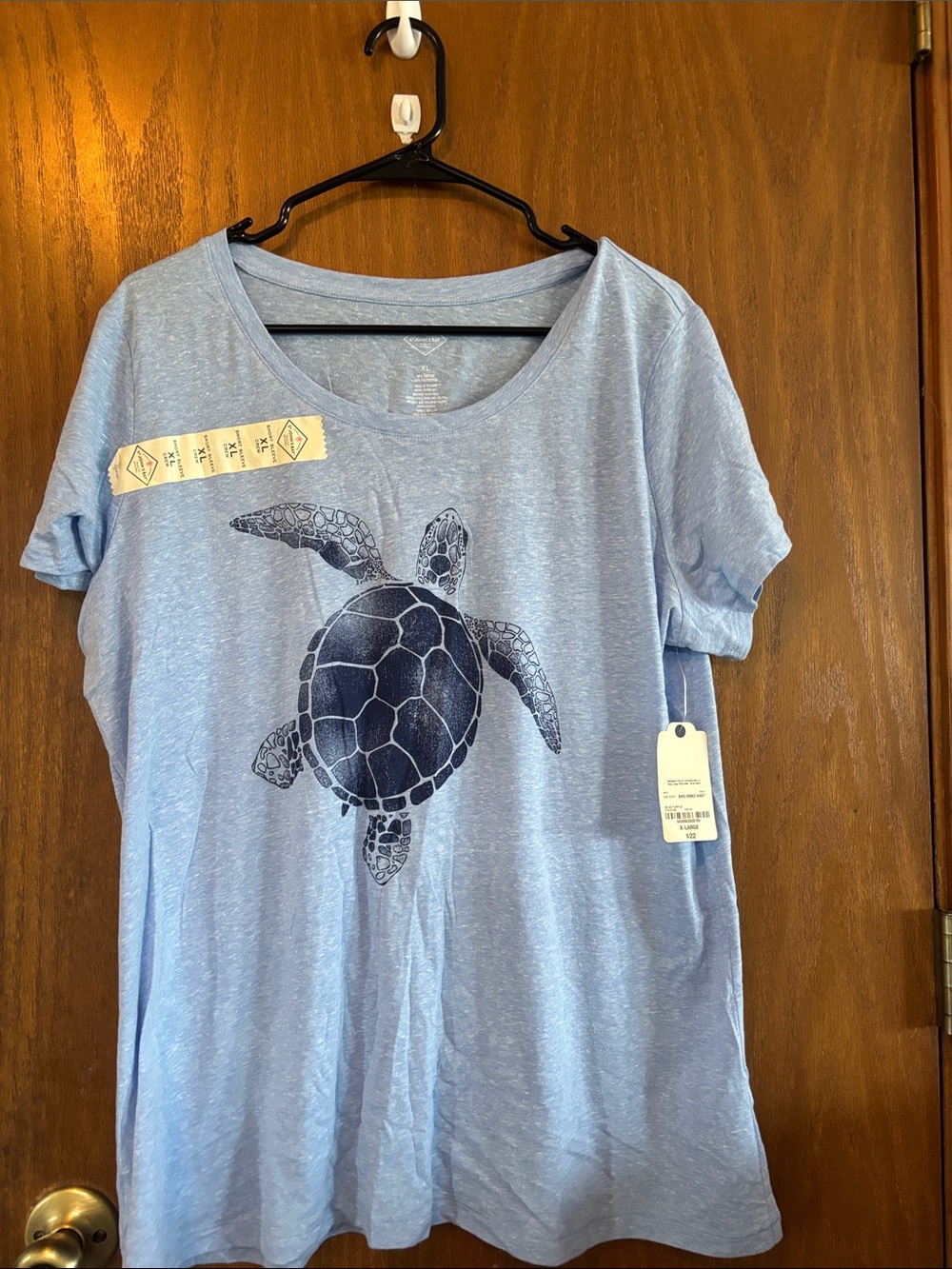 St. John's Bay Light Blue Tee with Navy Sea Turtle Print